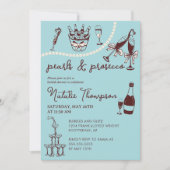 Parels en Prosecco gepersonaliseerd Vrijgezellenfe Kaart (Voorkant)