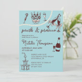 Parels en Prosecco gepersonaliseerd Vrijgezellenfe Kaart (Staand voorkant)