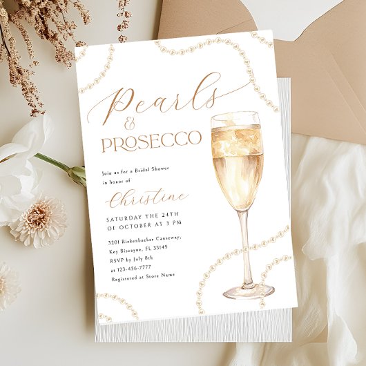 Parels en Prosecco Gold Vrijgezellenfeest Kaart