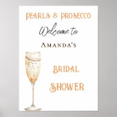 Parels en Prosecco gouden Vrijgezellenfeest welkom Poster (Voorkant)