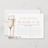 Parels en Prosecco Hoe oud was de bruid spel Kaart (Voorkant)