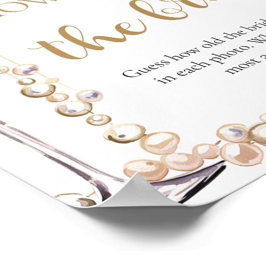 Parels en Prosecco Hoe oud was de bruid spel Poster (Hoek)