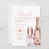 Parels en Prosecco Ketting Bow Vrijgezellenfeest Kaart (Voorkant)