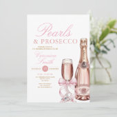 Parels en Prosecco Ketting Bow Vrijgezellenfeest Kaart (Staand voorkant)