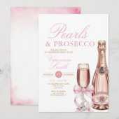 Parels en Prosecco Ketting Bow Vrijgezellenfeest Kaart (Voorkant / Achterkant)