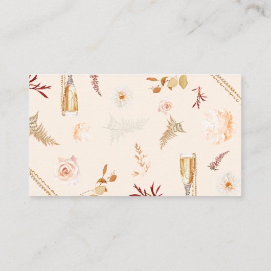 Parels en Prosecco met Bloemen Display Douche Informatiekaartje (Achterkant)