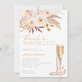 Parels en Prosecco met Bloemen Vrijgezellenfeest Kaart (Voorkant)