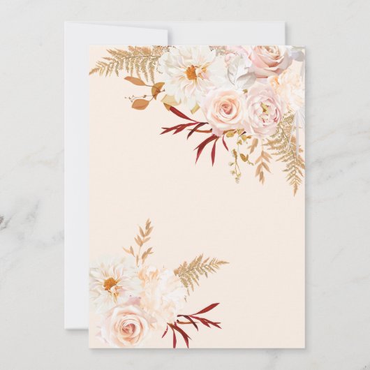 Parels en Prosecco met Bloemen Vrijgezellenfeest Kaart (Achterkant)