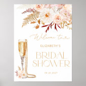 Parels en Prosecco met Floral Bridal Welkom Poster (Voorkant)