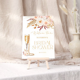 Parels en Prosecco met Floral Bridal Welkom Poster
