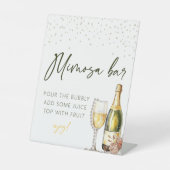 Parels en Prosecco Mimosa Bar Vrijgezellenfeest Reclamebord Met Voetstuk (Voorkant)