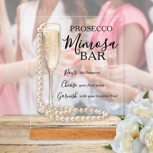 Parels en Prosecco Mimosa Bruidsfeest  Acryl Bord