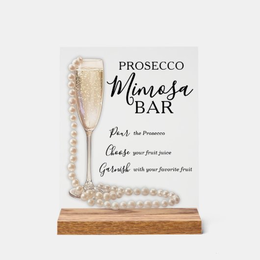 Parels en Prosecco Mimosa Vrijgezellenfeest Acryl Bord (Voorkant)