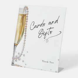 Parels en Prosecco minimale moderne kaarten Reclamebord Met Voetstuk