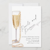 Parels en Prosecco minimalistisch Vrijgezellenfees Kaart (Voorkant)