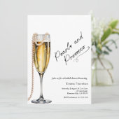 Parels en Prosecco minimalistisch Vrijgezellenfees Kaart (Staand voorkant)