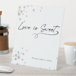 Parels en Prosecco minimalistisch vrijgezellenfees Reclamebord Met Voetstuk