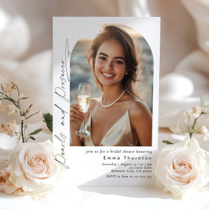 Parels en Prosecco minimalistische Foto Vrijgezell Kaart