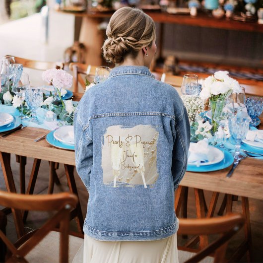 Parels en Prosecco Modern Elegant Bruidsmeisje Denim Jacket