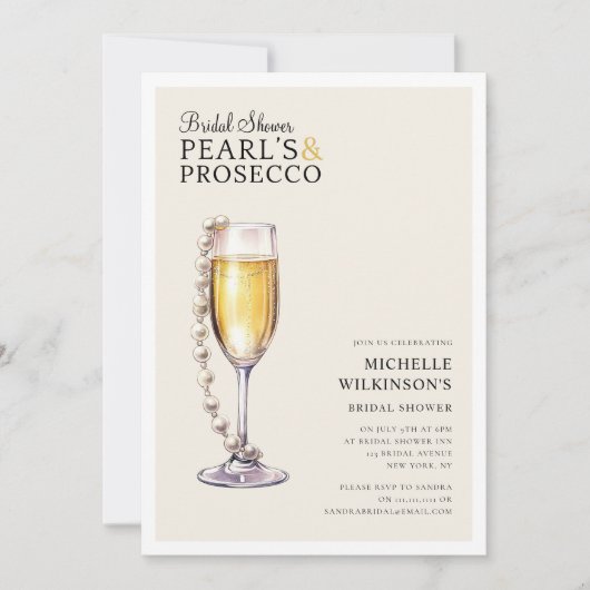 Parels en Prosecco Modern Minimal Kaart (Voorkant)