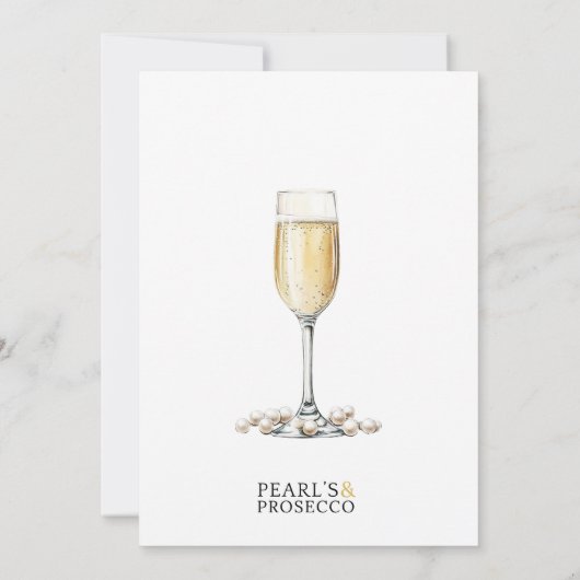 Parels en Prosecco Modern Minimal vrijgezellenfees Kaart (Achterkant)