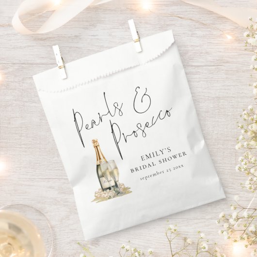 Parels en Prosecco Modern Script Vrijgezellenfeest Bedankzakje (Geknipt)