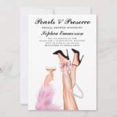 Parels en Prosecco Modern Vrijgezellenfeest Kaart (Voorkant)