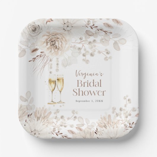 Parels en Prosecco Papieren Bordje (Voorkant)