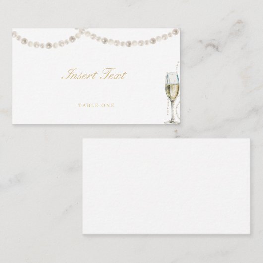 Parels en Prosecco Place Card Naam Food Label (Voorkant / Achterkant)