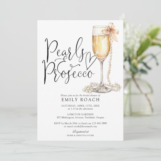 Parels en Prosecco QR code blauw Vrijgezellenfeest Kaart (Staand voorkant)