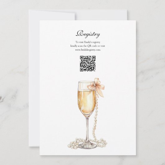Parels en Prosecco QR code blauw Vrijgezellenfeest Kaart (Achterkant)