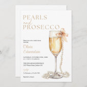 Parels en Prosecco QR Code Vrijgezellenfeest Kaart (Voorkant / Achterkant)