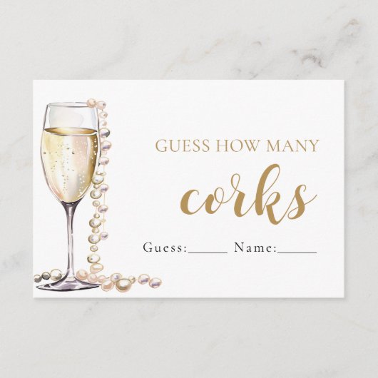 Parels en Prosecco raden hoeveel kurken spel Informatiekaartje (Voorkant)