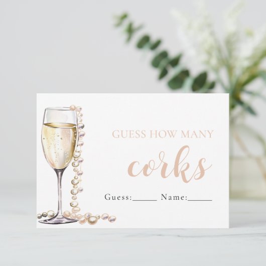 Parels en Prosecco raden hoeveel kurken spel Kaart (Staand voorkant)