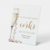 Parels en Prosecco raden hoeveel kurken spel Reclamebord Met Voetstuk (Voorkant)