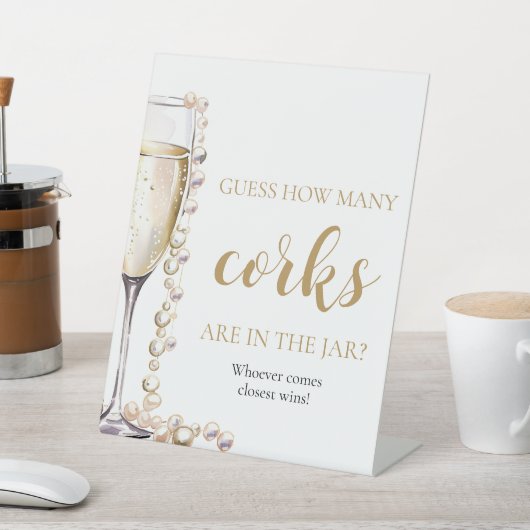 Parels en Prosecco raden hoeveel kurken spel Reclamebord Met Voetstuk (Insitu)