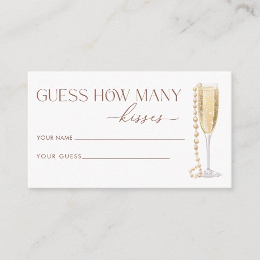 Parels en prosecco raden hoeveel kussen informatiekaartje (Voorkant)