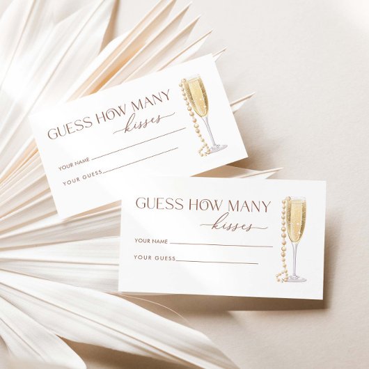 Parels en prosecco raden hoeveel kussen informatiekaartje