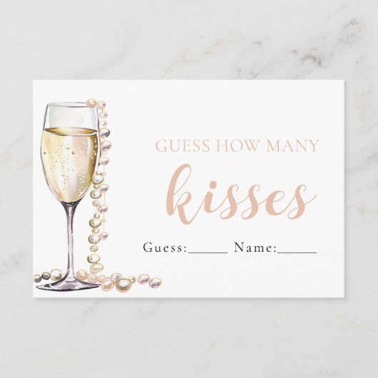 Parels en Prosecco raden hoeveel kussen spel Informatiekaartje (Voorkant)