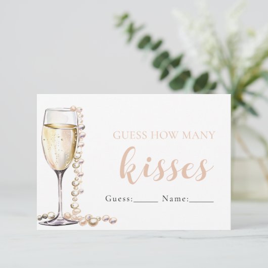 Parels en Prosecco raden hoeveel kussen spel Informatiekaartje (Staand voorkant)