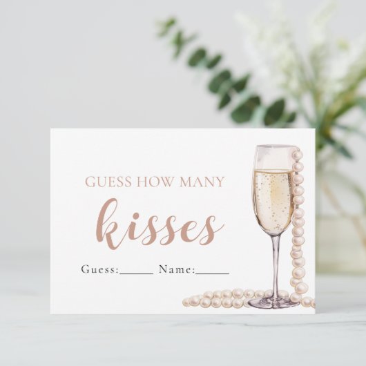 Parels en Prosecco raden hoeveel kussen spel Informatiekaartje (Staand voorkant)