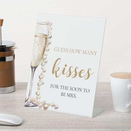 Parels en Prosecco raden hoeveel kussen spel Reclamebord Met Voetstuk (Insitu)