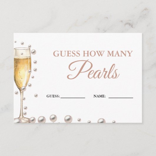 Parels en Prosecco raden hoeveel parels spel Informatiekaartje (Voorkant)