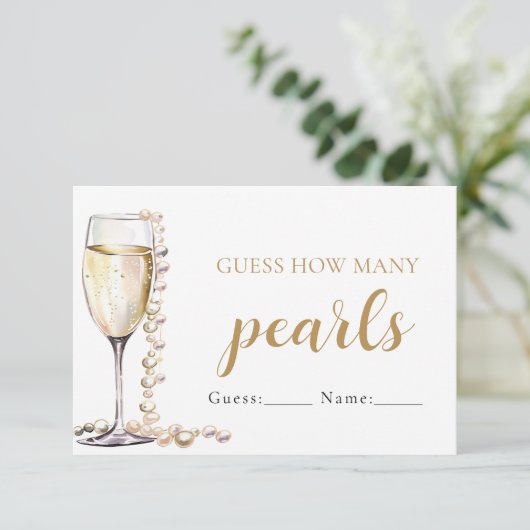 Parels en Prosecco raden hoeveel parels spel Kaart (Staand voorkant)