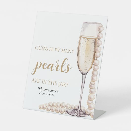 Parels en Prosecco raden hoeveel parels spel Reclamebord Met Voetstuk (Voorkant)