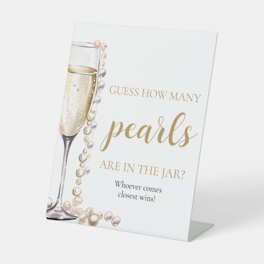 Parels en Prosecco raden hoeveel parels spel Reclamebord Met Voetstuk (Voorkant)