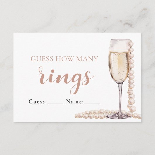 Parels en Prosecco raden hoeveel ringen spel Informatiekaartje (Voorkant)