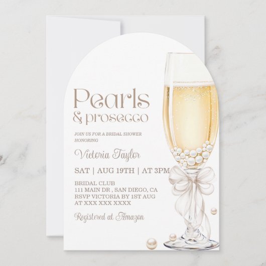 Parels en Prosecco & Recept Aanvraag Vrijgezellenf Kaart (Voorkant)