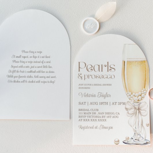 Parels en Prosecco & Recept Aanvraag Vrijgezellenf Kaart