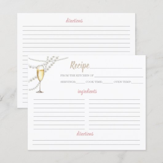 Parels en Prosecco Receptenblad (Voorkant / Achterkant)
